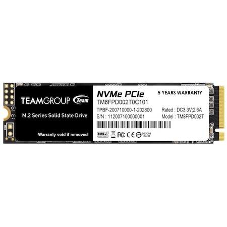 Team 2TB PCIe 3.0 x4 with NVMe 1.3 3D NAND Internal Solid State Drive TM8FPD002T0C101